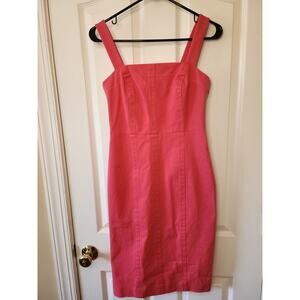 Banana Republic Pink Stretch Sheath Dress 2P Bodycon Square Neck Barbiecore